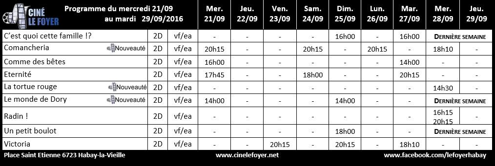 Programme le Foyer Habay cinema